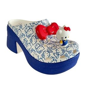 50th Anniversary Crocs X Hello Kitty Siren Chunky Platform Clogs White Blue 10